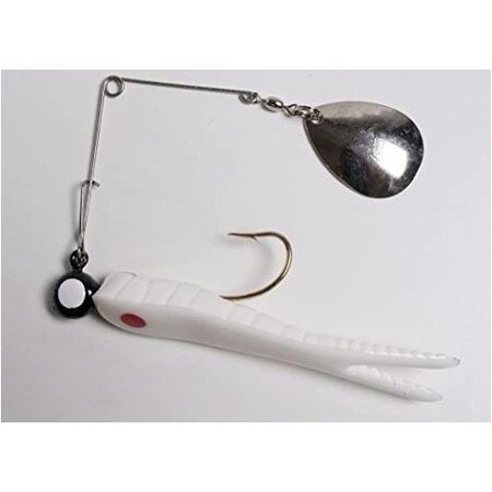 Betts Spin Split Tail Lure, 3, 14 Oz, WhiteRed Dot 025ST-35N